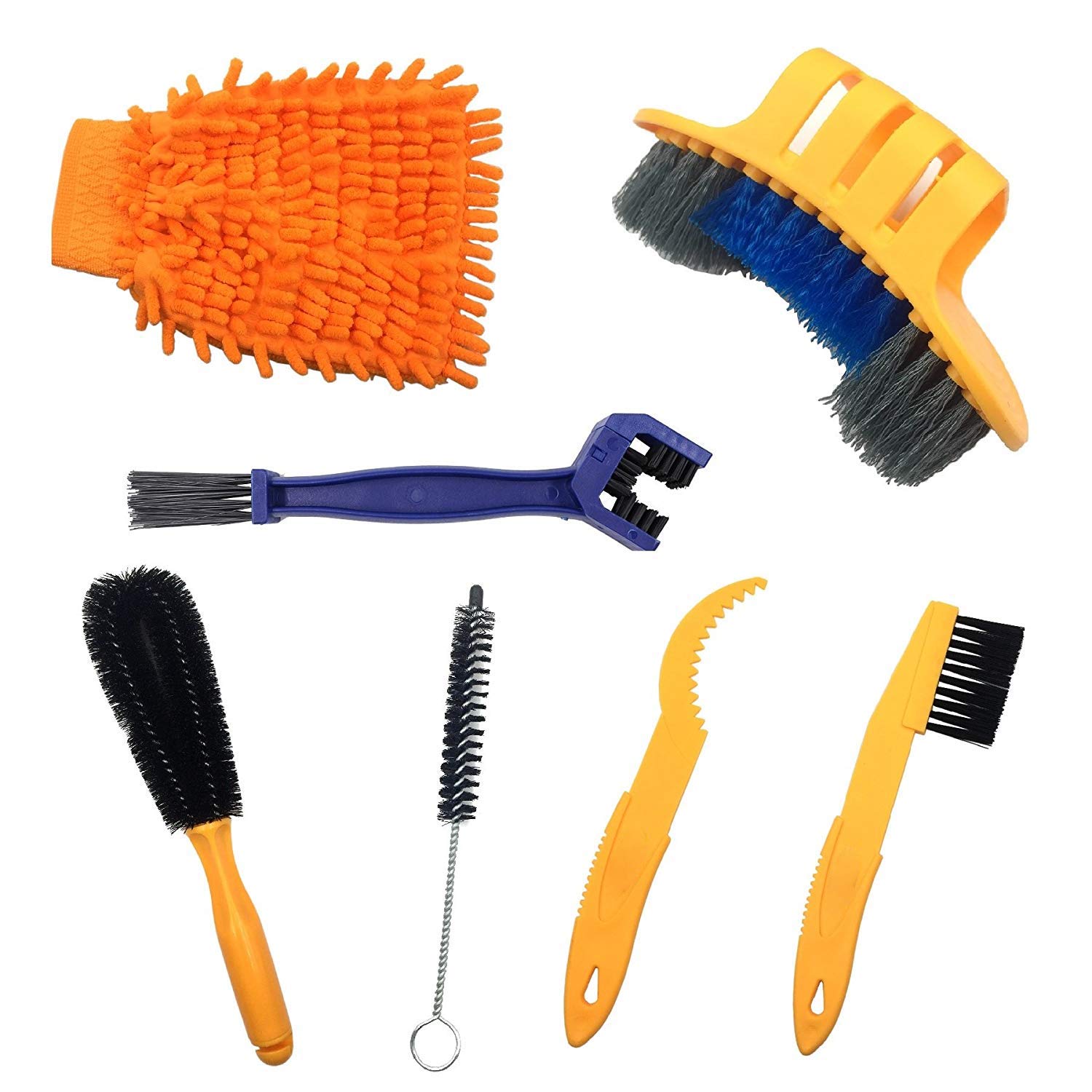 8-Piece Bike & Motorcycle Chain Cleaning Brush Kit - Heavy Duty Scrubber Set for Bike Chain, Crank, Tire & Sprocket - Perfect for Cycling Maintenance & Deep Cleaning Dirt, Grease & Stains