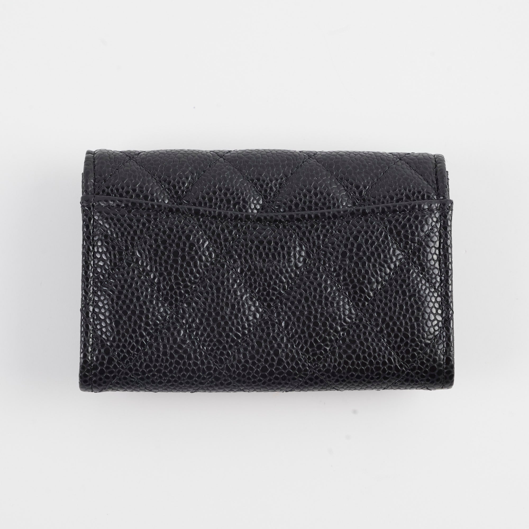 Chanel Caviar Quilted Leather Card Holder Wallet - Black | Luxury Compact Credit Card Case for Women | Perfect for Everyday Use, Travel & Gifting