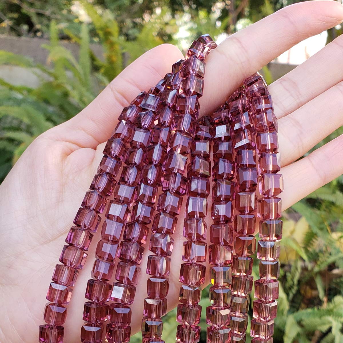 Czech Faceted Cube Crystal Glass Loose Beads 8mm (0.31 Inch) Burgundy Red - 190-196pcs Bulk for DIY Jewelry Making, Necklace, Bracelet, Earrings Craft Supplies - Perfect for Wedding, Party, Gift Accessories