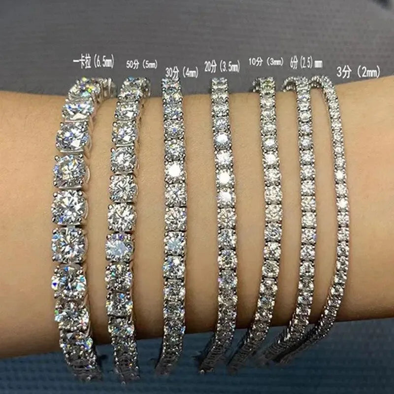 EWYA 2023 GRA Certified 3/4/5/6.5mm White Moissanite Tennis Bracelet for Women & Men - 925 Sterling Silver Diamond Link Bracelet - Perfect for Weddings, Anniversaries & Special Occasions