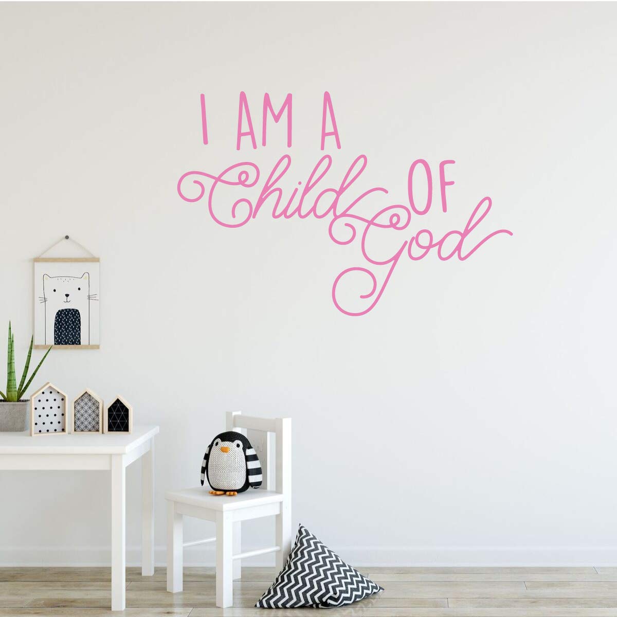 I Am a Child of God Vinyl Wall Decal - Inspirational Christian Home Decor for Playroom, Nursery, Kids Bedroom & Church - Perfect for Sunday School, Baptism Gifts & Faith-Based Room Decor