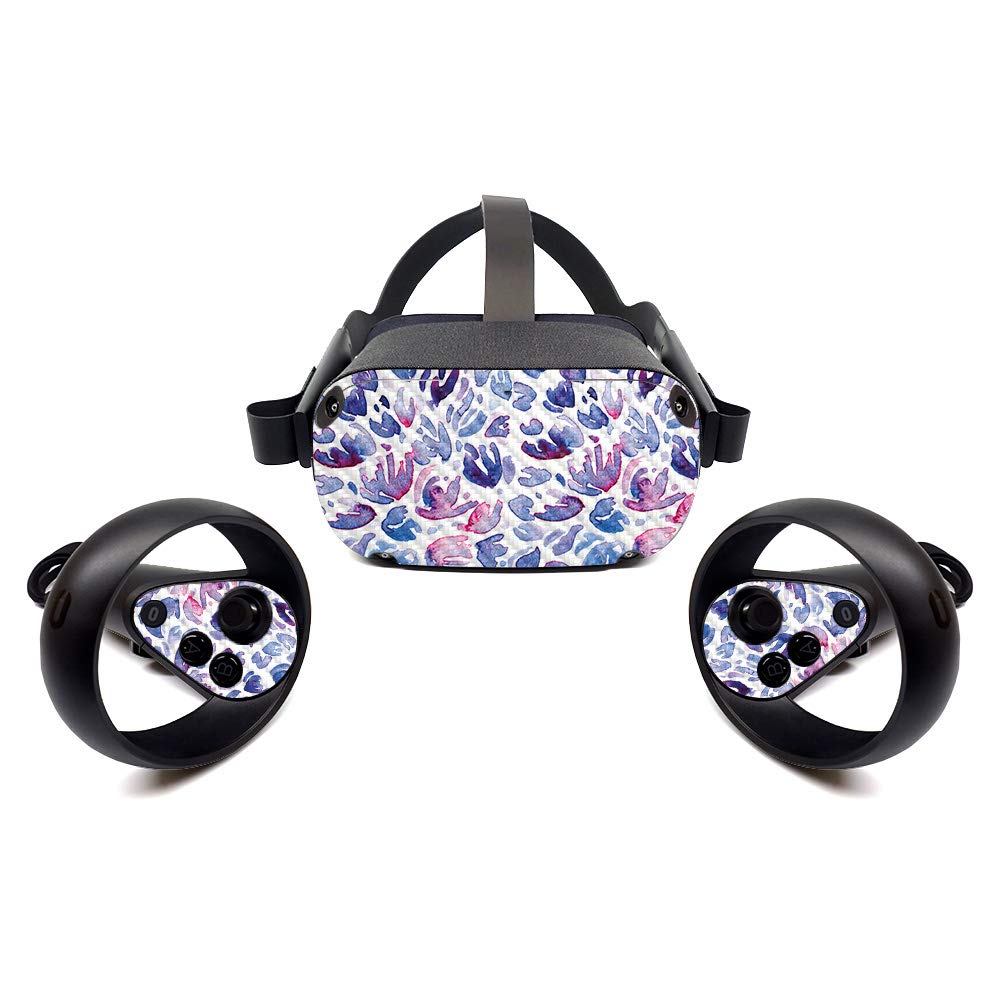 Premium Carbon Fiber Skin for Oculus Quest - Blue Petals Design | Protective & Durable Textured Cover | Easy to Apply & Remove | Made in USA | Perfect for Gaming, VR Protection & Customization