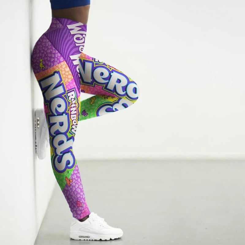 3D Snacks Printed Women's Sport Leggings - High Waist Yoga Pants, Seamless Gym Tights for Running, Workout & Fitness - Cute Casual Wear for Women