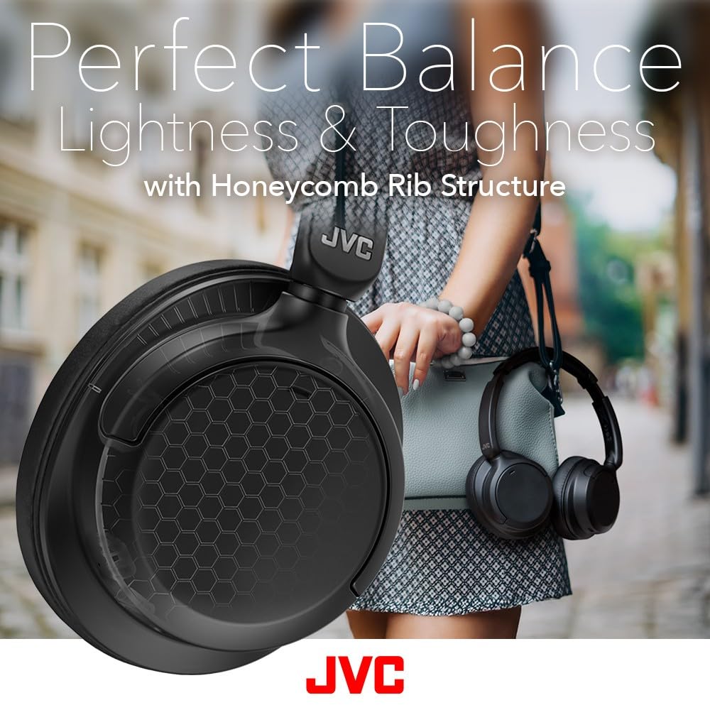 JVC HAS95N Hybrid Active Noise Cancelling Wireless Headphones - Bluetooth 5.3 Over-Ear Headset with 50HR Battery, Dual Mic & Voice Assistant | Perfect for Travel, Office & Commuting | Detachable Cable & Comfortable Long-Wear Design