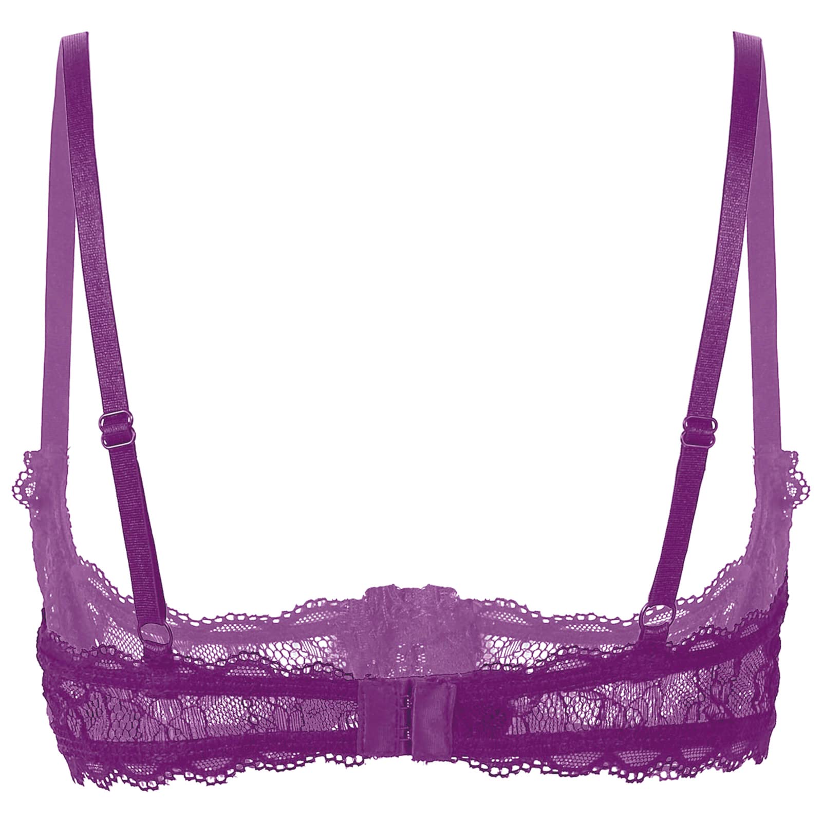 Women's Sheer Lace Bralette - 1/4 Cup Push Up Underwire Shelf Bra with Mesh Vest Top | Sexy Lingerie for Date Night, Club Wear & Intimate Moments