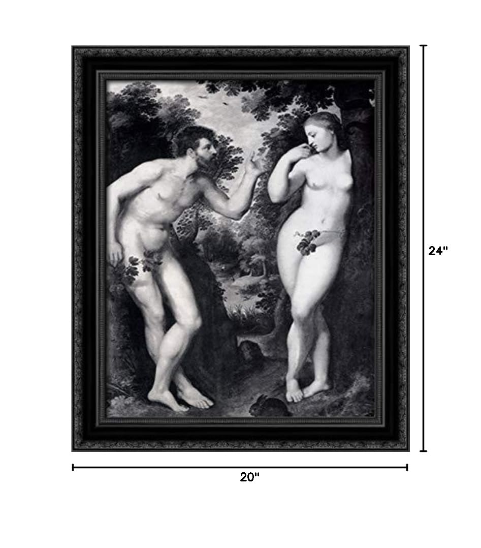 Peter Paul Rubens The Fall of Man 20x24 Inch Black Ornate Wood Framed Canvas Art - Religious Renaissance Wall Decor for Living Room, Bedroom & Office