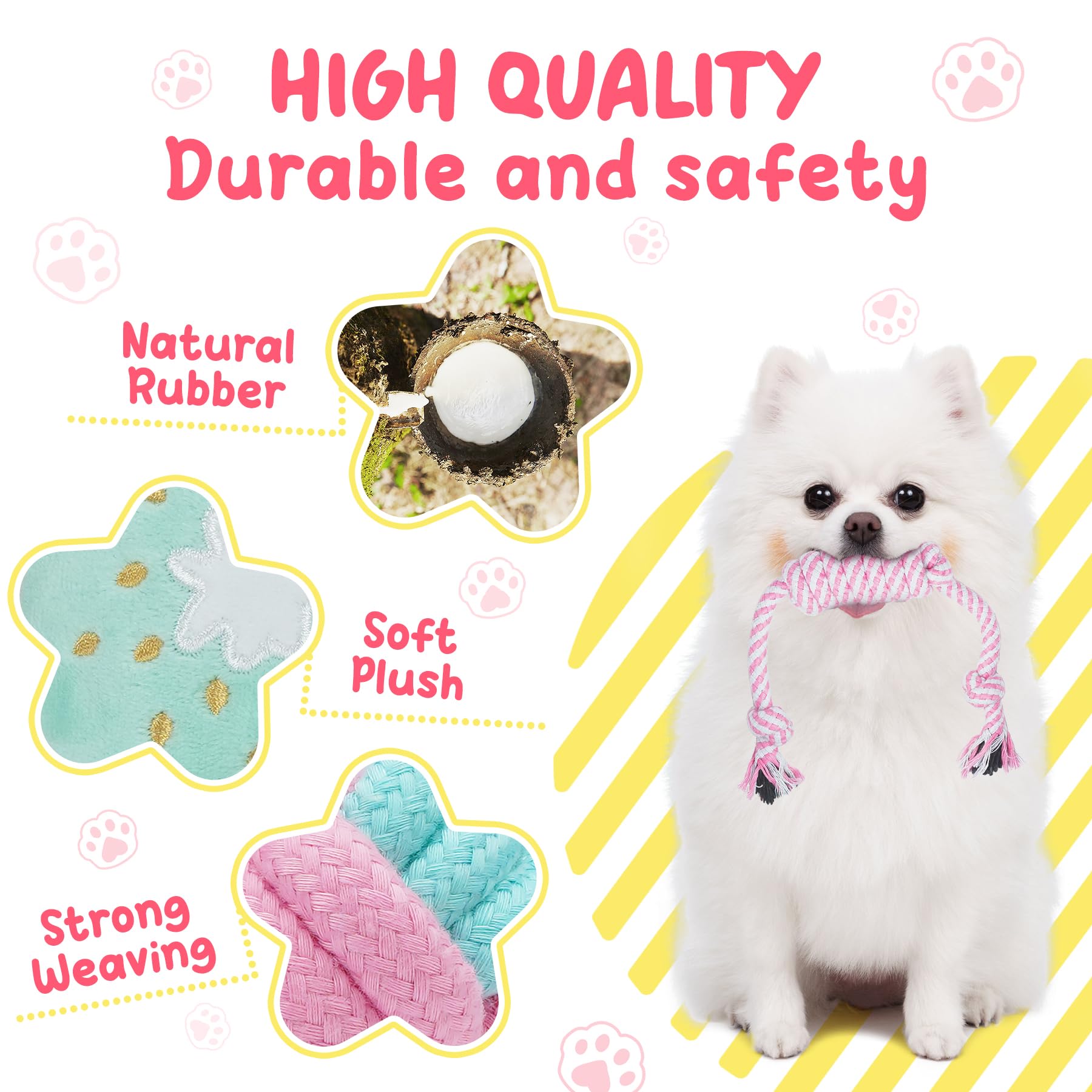 XIUGOAL 23 Pack Pink Puppy Chew Toys for Teething - Interactive Dog Toys with Squeaker, Treat Ball & Ropes for Small Dogs | Boredom Relief, Training Reward & Dental Care | Perfect for Puppy Playtime, Chewing Needs and Interactive Bonding