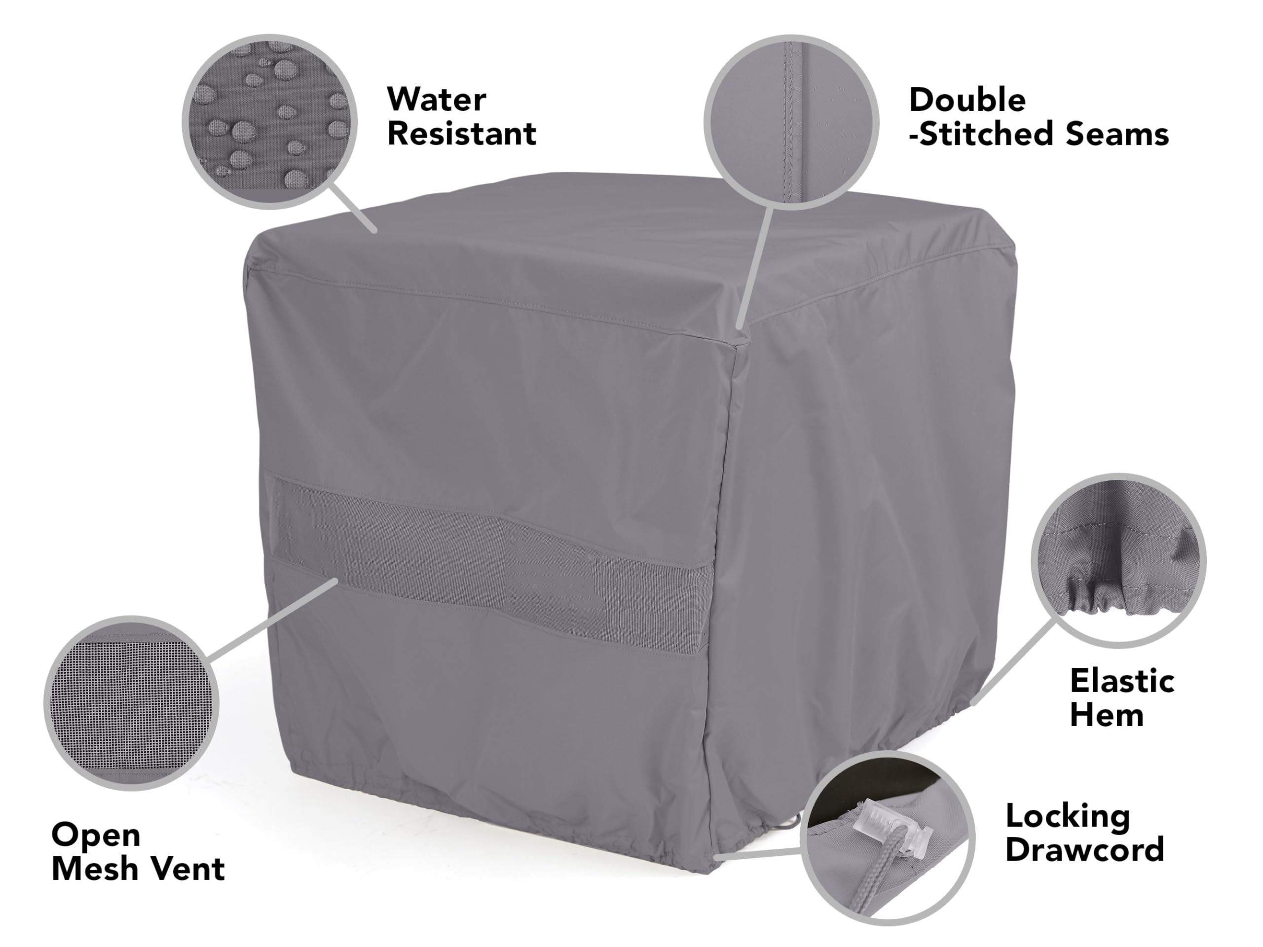 Waterproof Square Dining Table Cover 42x42 Inches - Breathable Mesh Ventilation, UV Resistant Polyester Fabric for Outdoor Patio, Picnic, BBQ - Charcoal Gray