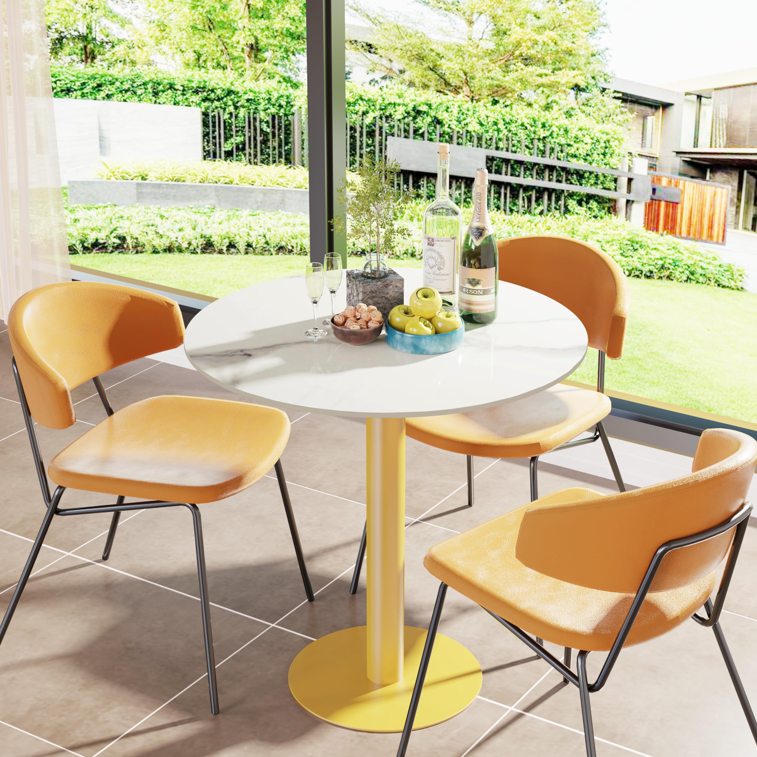Wisfor Sintered Stone Dining Table - 30 Inch Round Modern Coffee Table for Living Room, Bar Height (30.7