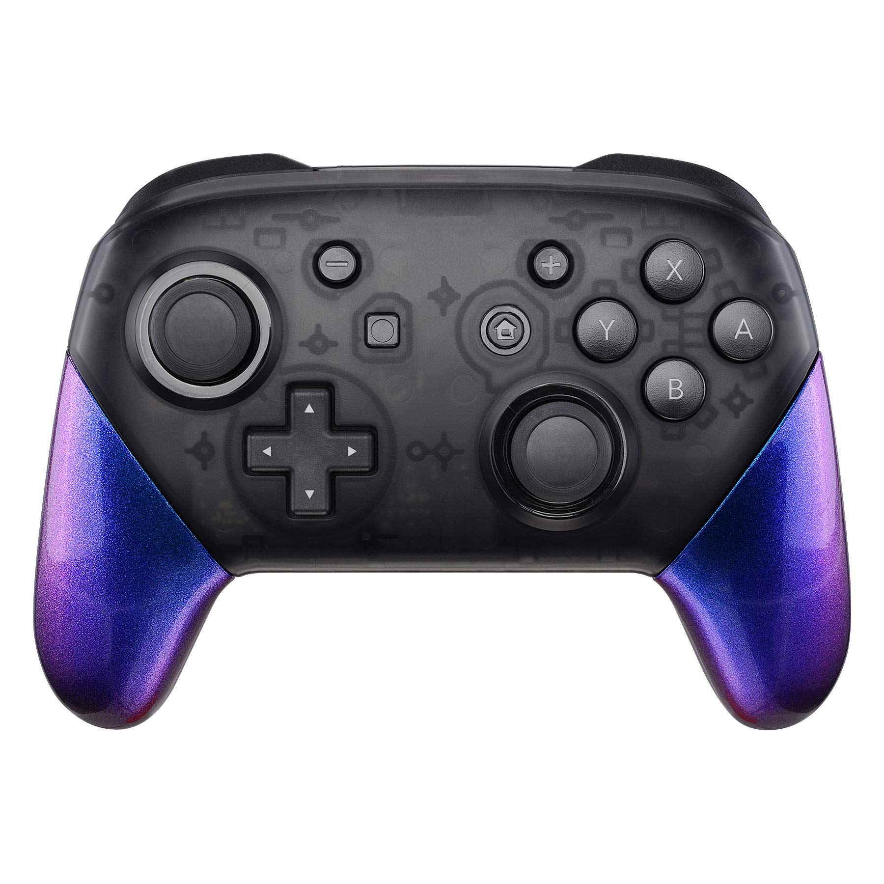 eXtremeRate Glossy Purple & Blue Custom Grip Case Replacement Shell for Nintendo Switch Pro Controller - Not a Gamepad - Perfect for Gaming, Travel & Home Use