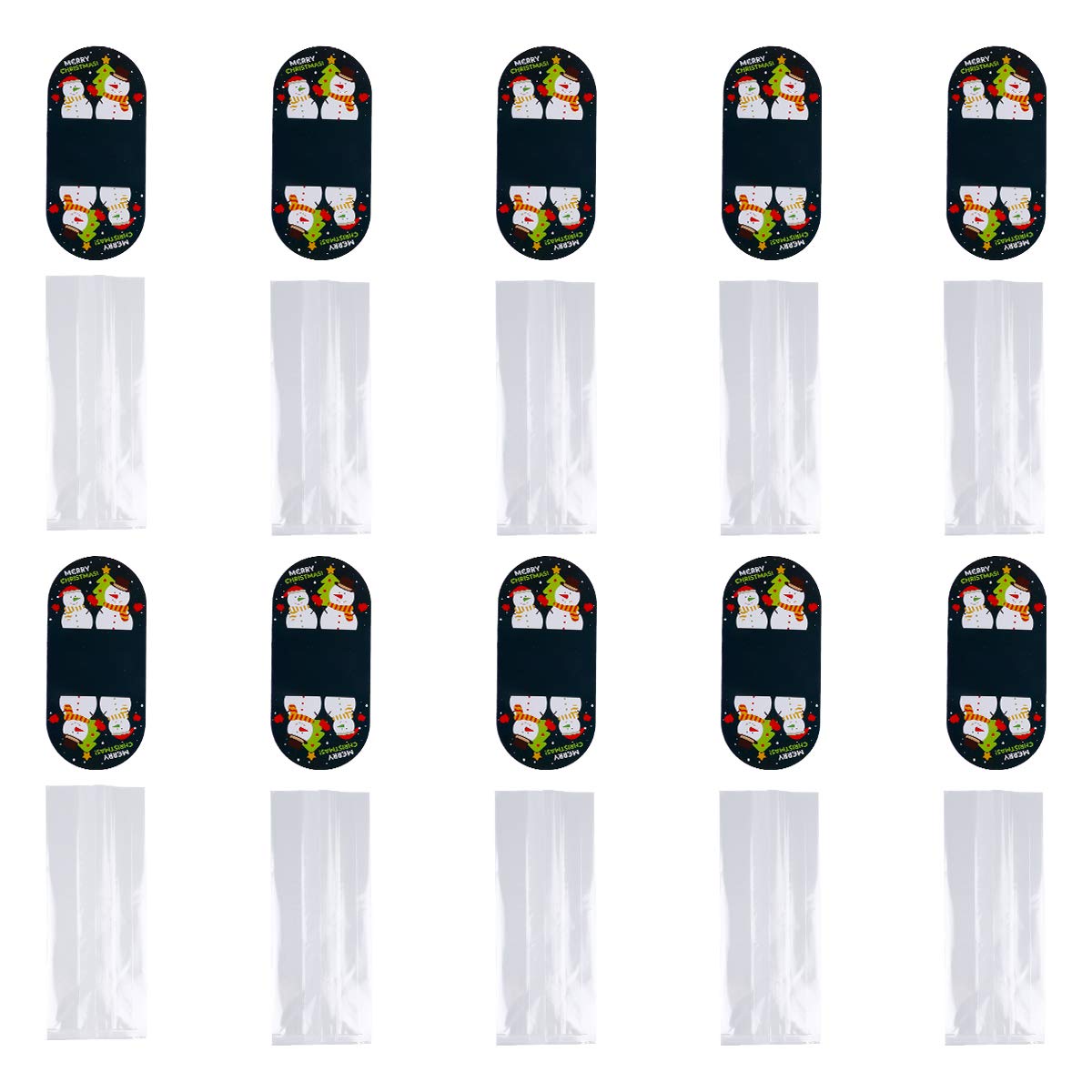 Cabilock 1 Set Christmas Snowman Bread Bags - Plastic Cookie Bags with Transparent Packaging for Holiday Baking, Gift Wrapping & Party Favors