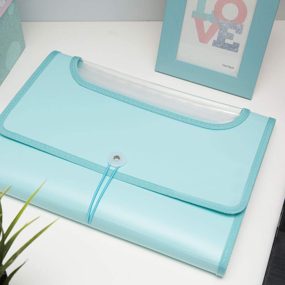 5590 Expandable A4 Document Folders with 12 Compartments - Peppermint Color for Office Organization, School Supplies, and File Storage