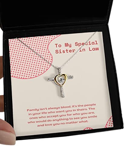 Sister-in-Law Necklace Gift - Sterling Silver & Gold Plated Cross Pendant for Birthday, Christmas, Wedding