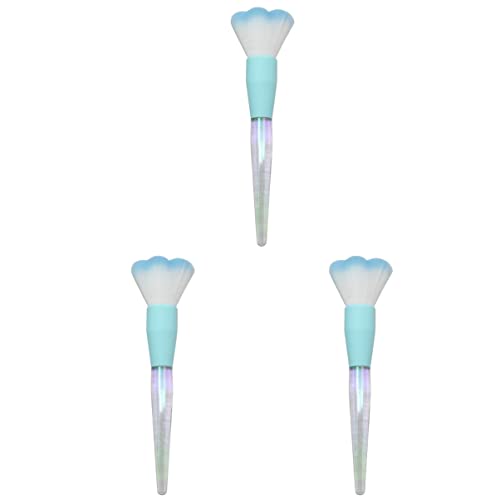 FRCOLOR 3-Piece Silicone Makeup Brush Set - Soft Facial Foundation Brush & Mask Applicator with Blue Round Head - Perfect for Liquid Foundation, Cream Blush & Face Mask Application