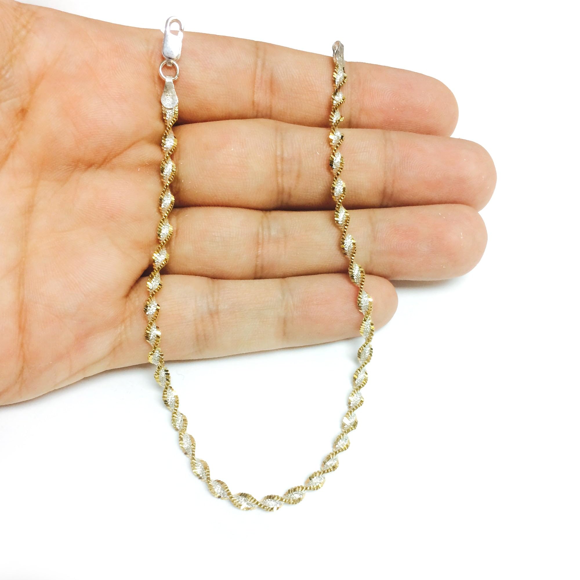 Elegant Sterling Silver Singapore Style Chain Anklet - White & Yellow Gold Plated | Perfect for Beach Parties, Summer Fashion & Boho Jewelry Collection