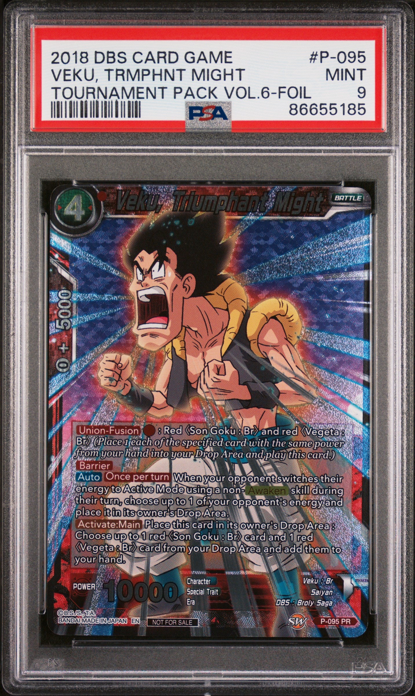 2019 Dragon Ball Super Official Veku Triumphant Might #P095 PSA 9 Graded Card - Perfect for Collectors, Anime Fans & Dragon Ball Memorabilia Display