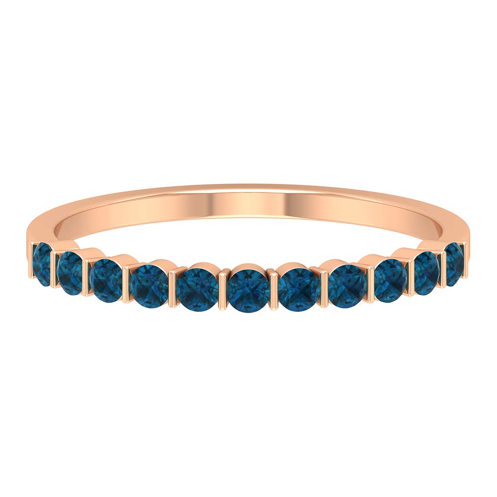 1/2 CT Stackable Ring for Women - 14K Solid Gold Round London Blue Topaz (AAA Quality) | Elegant Everyday Jewelry & Gift for Her