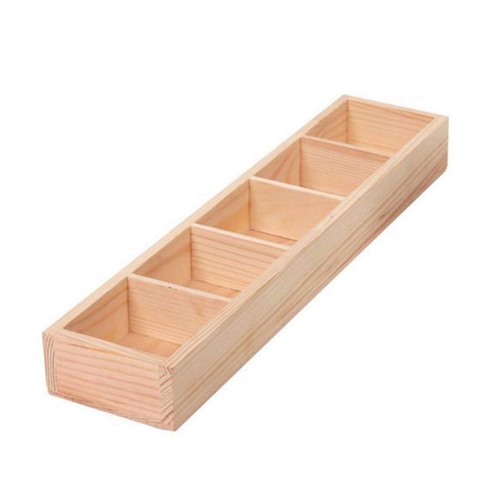 5-Grid Wooden Succulent Planter Box - Decorative Tray for Succulents, Cacti & Small Plants - Perfect for Home Decor, Office Desk & Garden Display