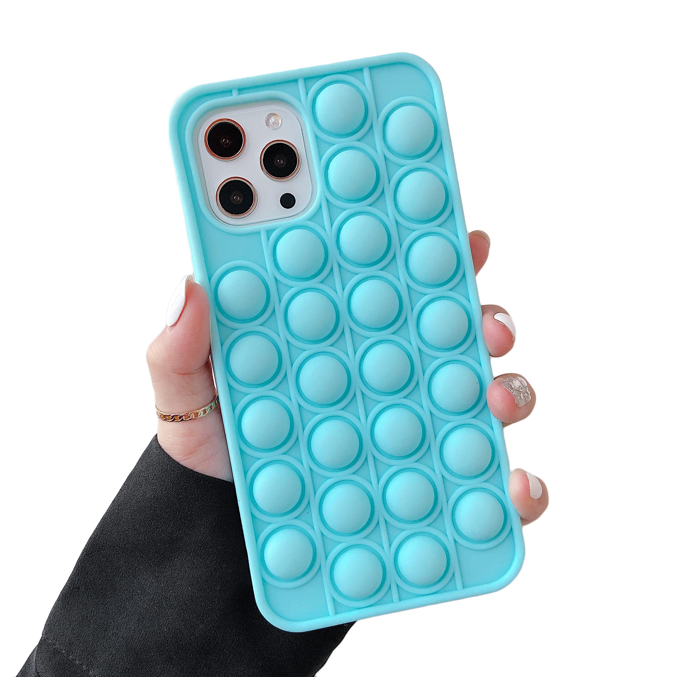 Cocomii - iPhone 12 Pro Max Fidget Case with Sensory Push Pop Bubbles - Stress Relief Phone Cover for Women, Men & Teens - Protective 6.7 inch Blue Case - Perfect for Anxiety Relief, Office Focus & Classroom Fidgeting