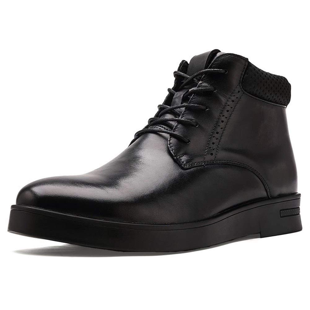 GEZIPUO Men's Winter Work Boots - Casual Chukka Ankle Boots with Anti-Skid Sole, Genuine Leather, Fleece Lined (Brown, Size 10) - Perfect for Outdoor Work, Hiking & Cold Weather Wear