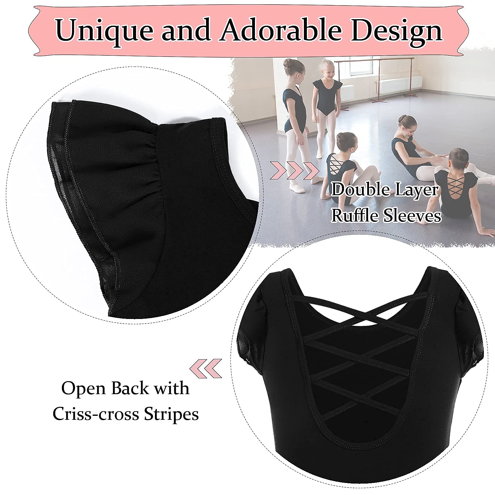 MERIABNY Girls Ballet Leotard with Ruffle Sleeves - Dance Outfit for Ballet, Gymnastics & Performance (Ages 3-9) | Perfect for Dance Class, Recitals & Ballet Practice