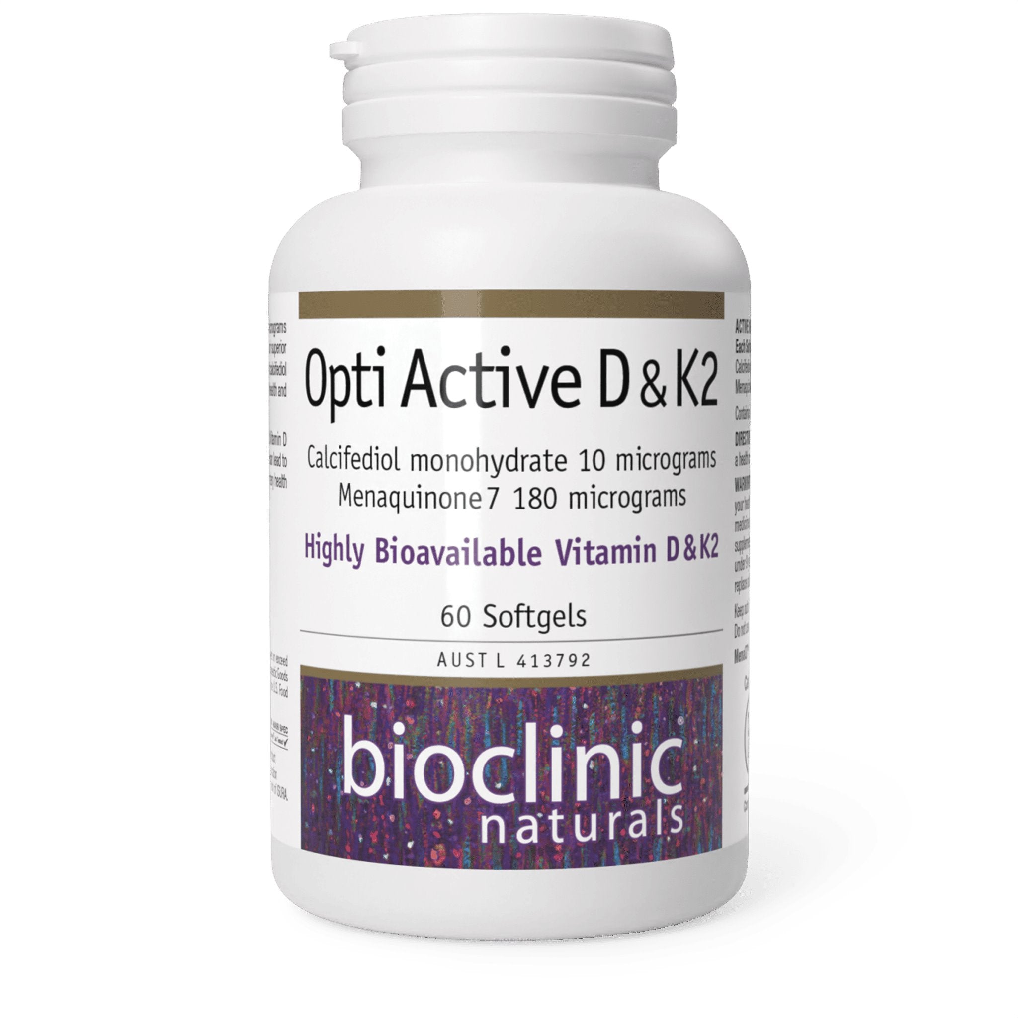 BioClinic Naturals Opti Active Vitamin D3 & K2 Supplement - Supports Bone Health, Immune System & Heart Function - Ideal for Daily Wellness & Immune Support
