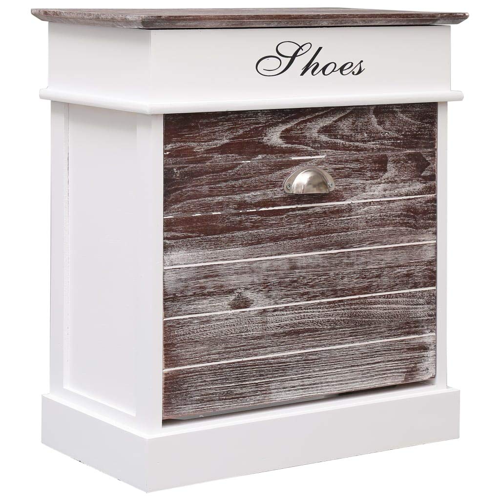Modern Shoe Cabinet with Tilting Compartment - 19.7x11x22.8 Inch Brown Paulownia Wood Shoe Rack Storage Organizer for Entryway, Bedroom & Closet Organization