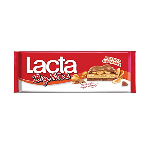 Lacta Big Time Peanut Caramel Greek Chocolate Bar 9.7 oz (276g) - Creamy Peanut & Caramel Candy for Snacking, Gifts & Dessert Topping