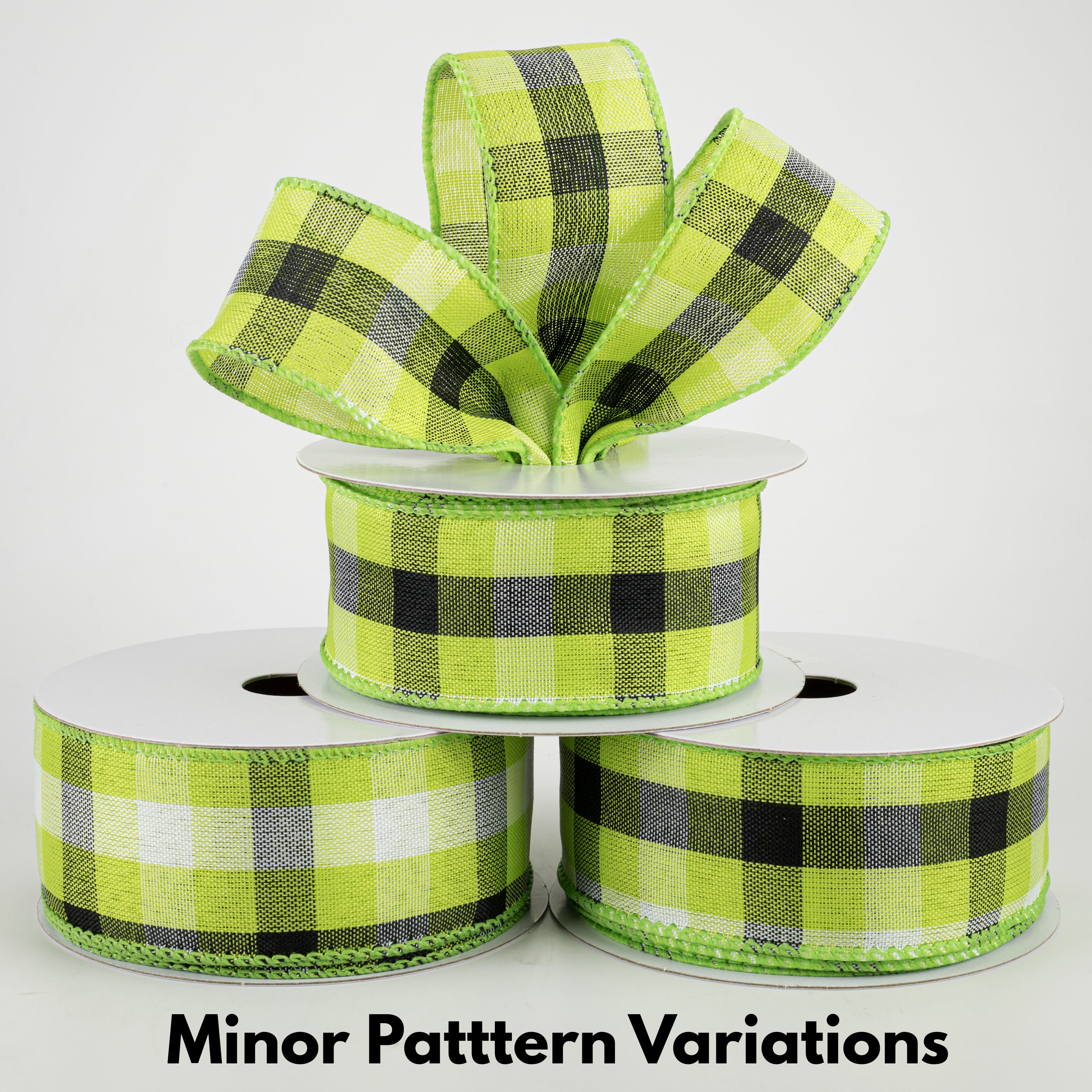 1.5 Inch Grosgrain Ribbon - Lime, Black, White (10 Yards) for Gift Wrapping, DIY Crafts, Hair Bows & Party Decorations