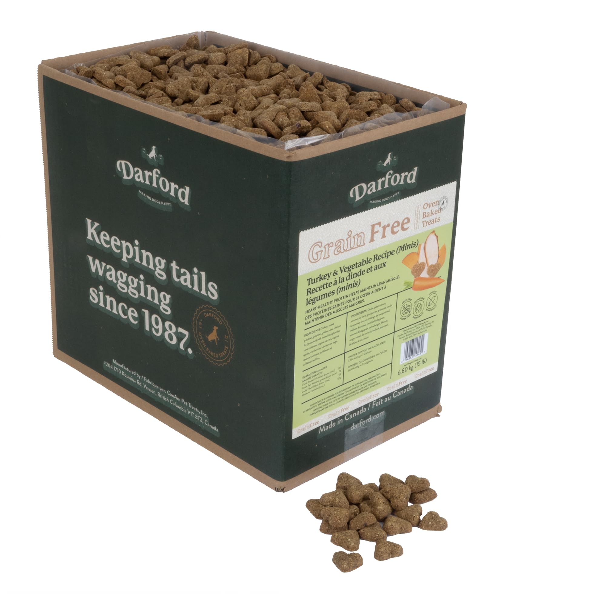 Grain Free Dog Treats with Turkey & Mixed Vegetables - 15 lb Bag - Healthy Natural Snacks for Small & Large Dogs - Perfect for Training, Rewards & Daily Treats