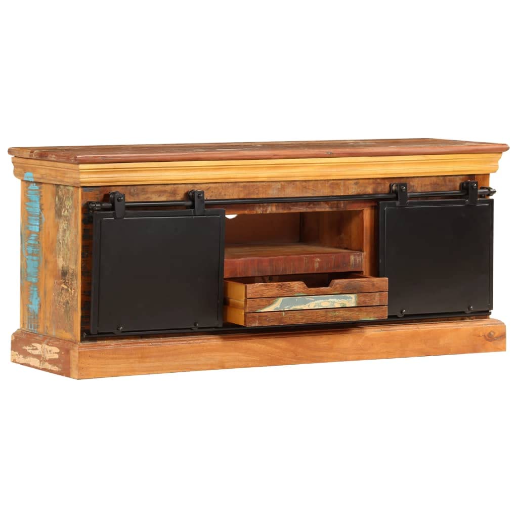Reclaimed Wood TV Stand Console - 43.3 Inch Media Storage Cabinet with Bookshelf for Living Room, Bedroom & Office - Rustic Entertainment Center for TV, Gaming & Home Decor