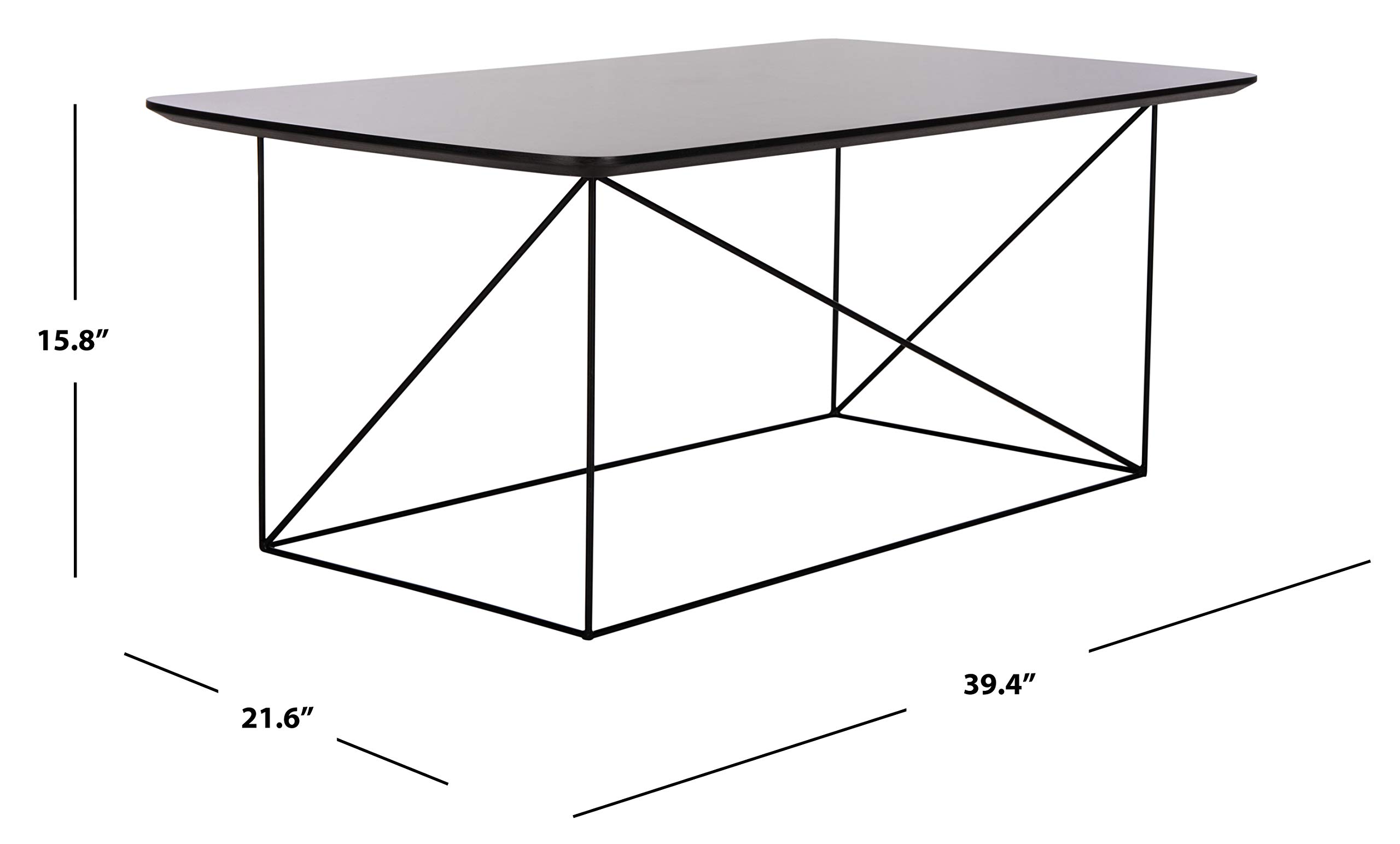 Safavieh Rylee Grey Sandstone & Black Rectangle Coffee Table - Modern Living Room Furniture for Home Decor & Entertainment Areas
