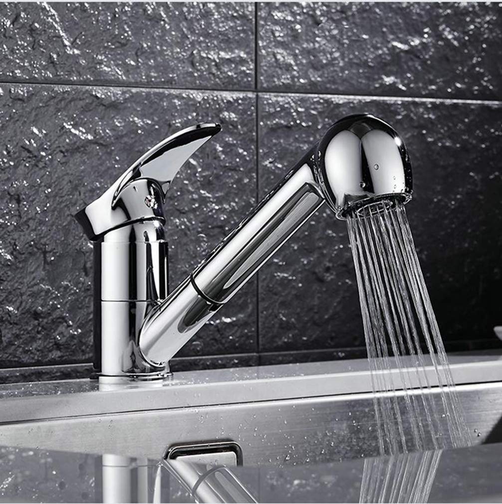 4 Colors Kitchen Faucet - Gold/Chrome/Black/White Pull Out Spray Single Handle Swivel Water Mixer Tap for Modern Home Kitchen Sink