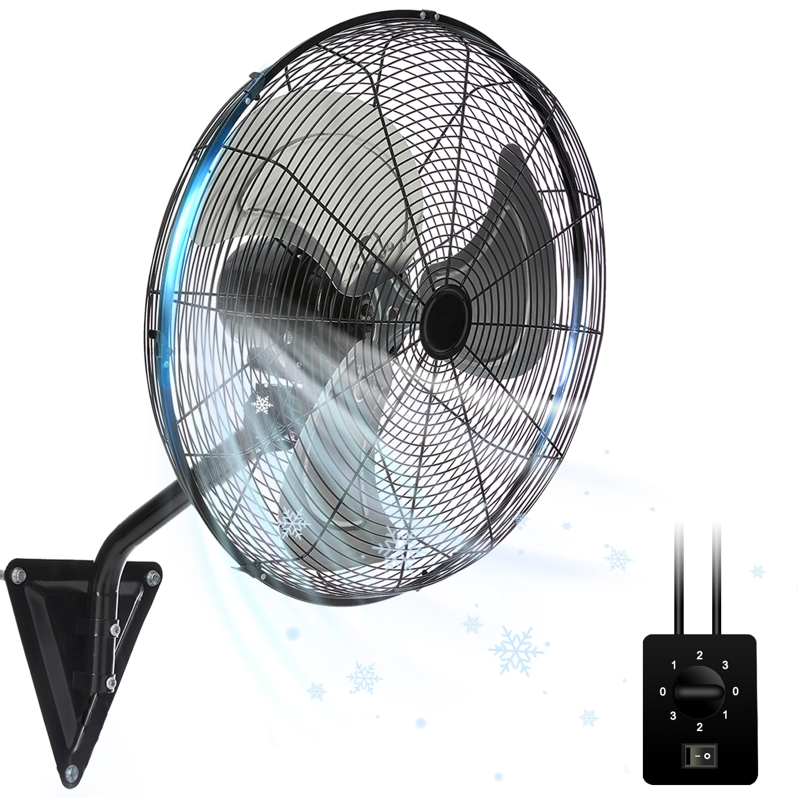 18 Inch Wall Mount Fan with 120° Oscillation - High Velocity 3-Speed Industrial Fan (5500 CFM) for Commercial, Garage, Warehouse & Residential Use - ETL Certified Black Oscillating Wall Fan - Perfect for Outdoor Spaces, Workshops, and Home Cooling