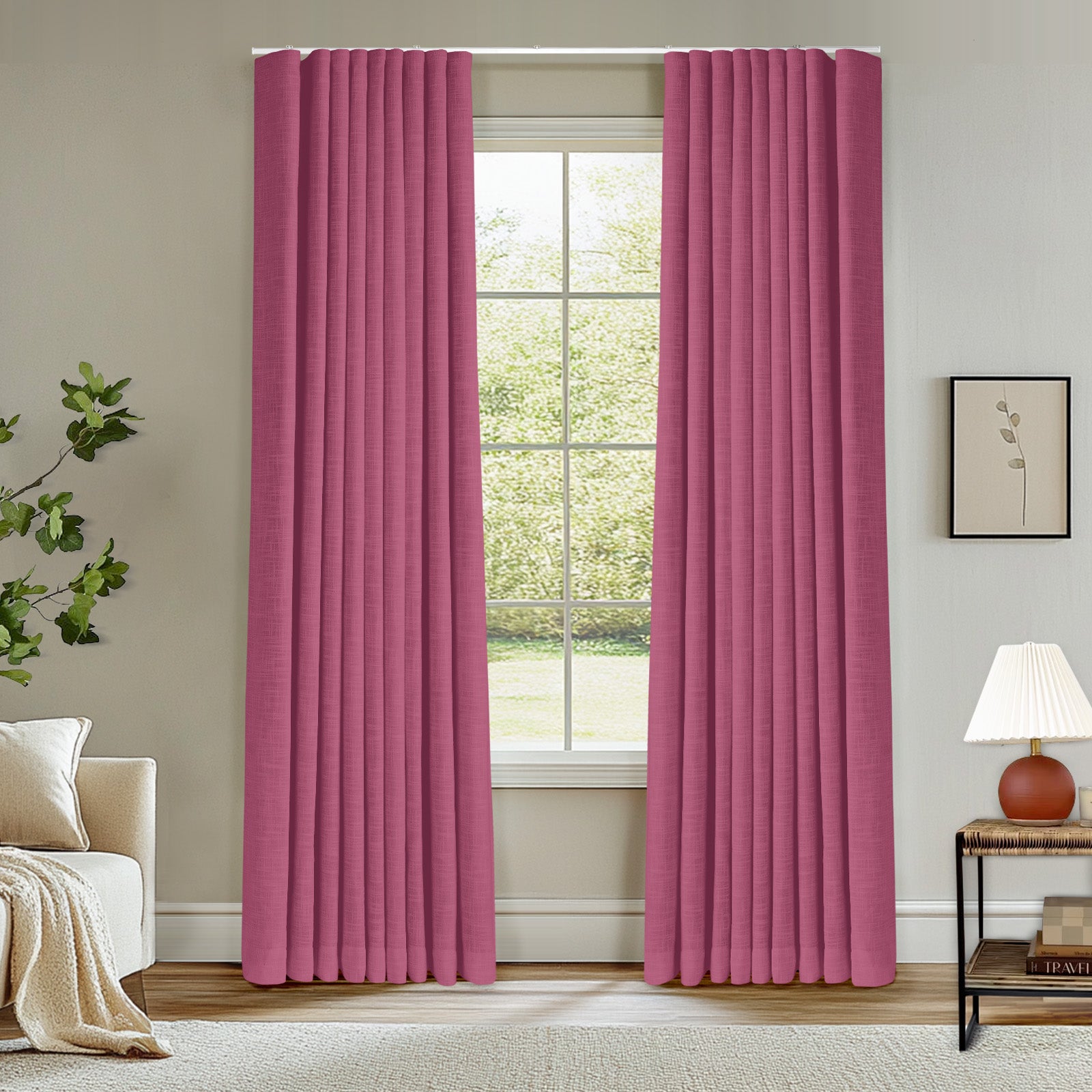 Blackout Curtains with Ceiling Track - Ripple Fold Linen Memory Trained Drapes in Taupe Grey | Custom Window Treatments for Bedroom, Living Room & Home Theater