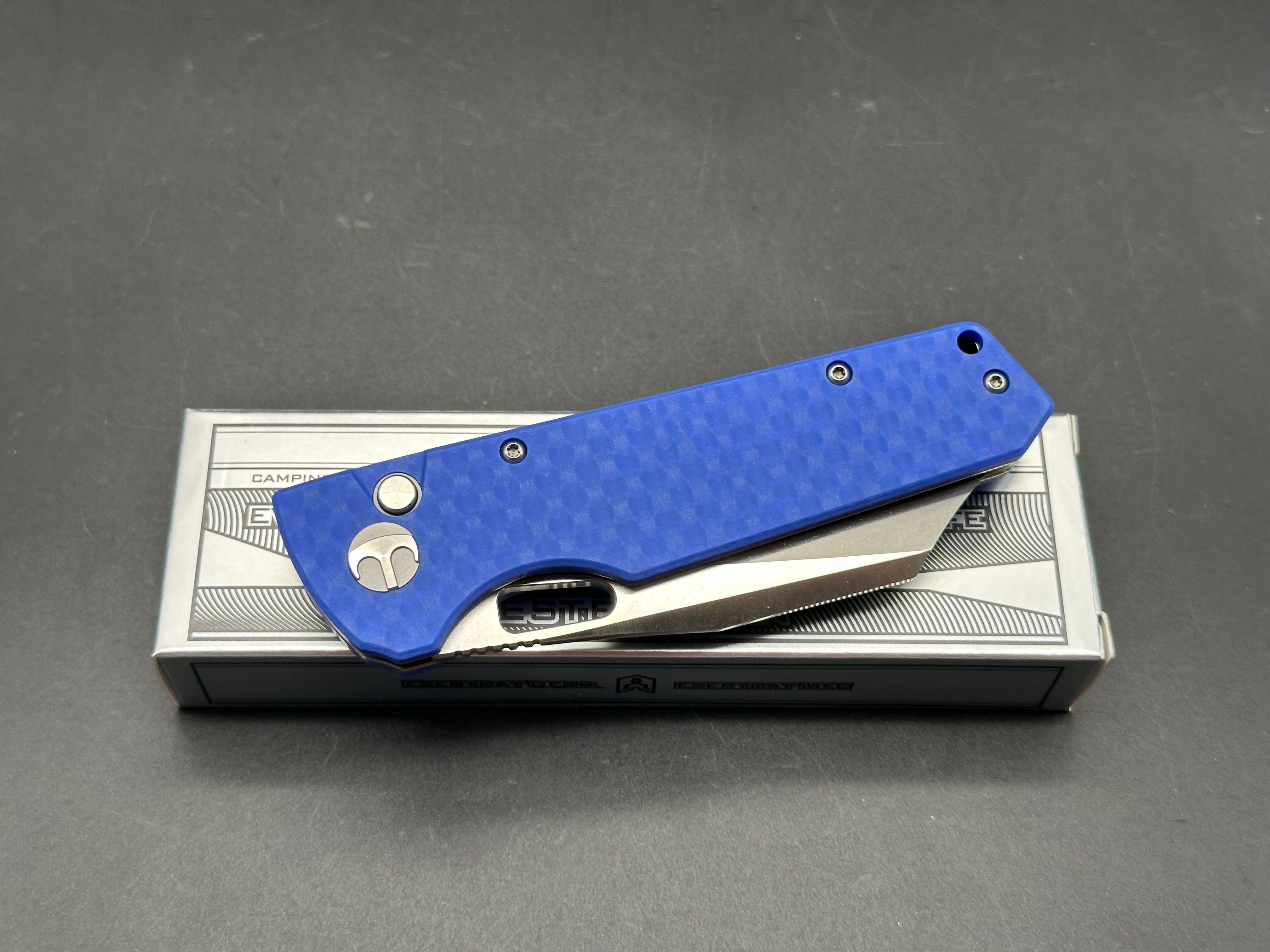 Bestechman Guardian Folding Knife - D2 Steel Blade, Blue G10 Handle, Plain Edge - Perfect for Camping, Hiking & Outdoor Survival