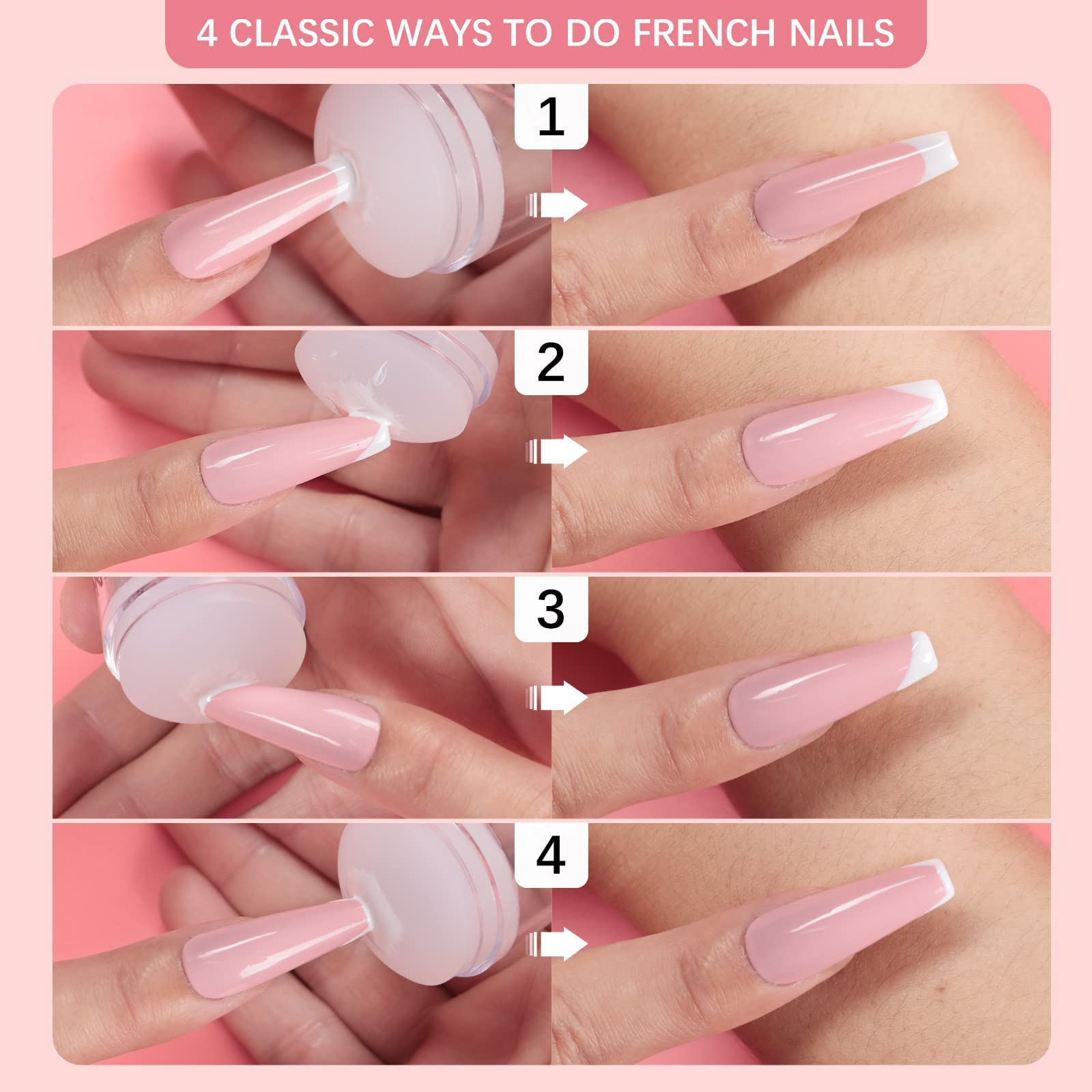 French Tip Nail Stamp Kit - DIY Nail Art Stamper with Silicone Stampers, Scrapers & Replaceable Heads (100+ Uses) | Perfect for Salon Professionals & At-Home Manicures | Create Stunning French Tips & Nail Designs