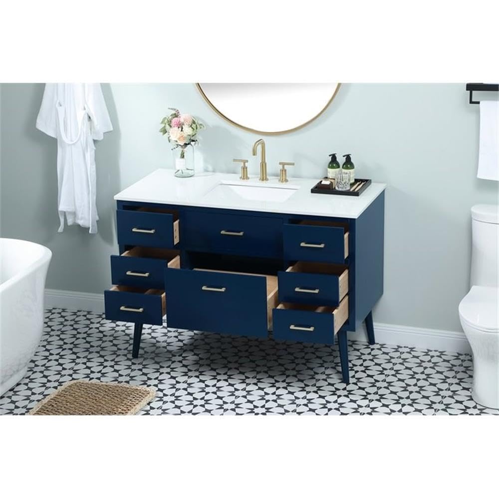 48 Inch Blue Bathroom Vanity Cabinet with Sink - Modern Elegant Kitchen & Bath Storage for Small Spaces | Perfect for Master Bath, Guest Bathroom Remodeling