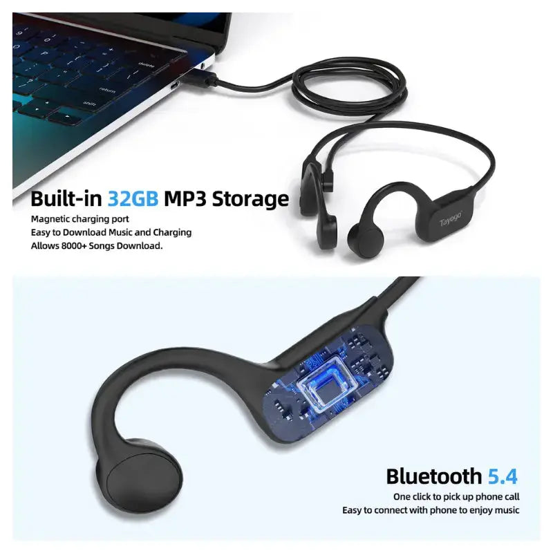 Waterproof Bone Conduction Headphones W26 - Wireless Bluetooth Swimming Headset for Pool, Beach & Workout | Sweatproof Music Earbuds for Running, Cycling & Water Sports