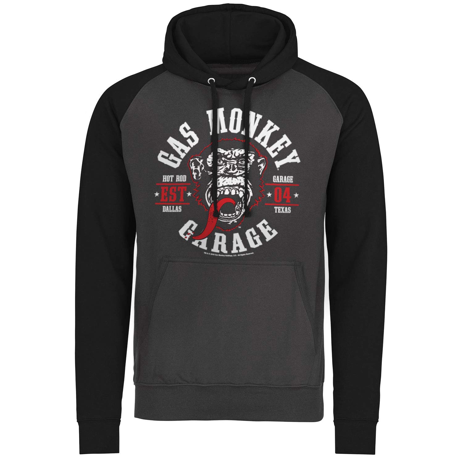 Official Gas Monkey Garage Licensed Round Seal Baseball Hoodie - Comfortable & Stylish Men's Pullover for Casual Wear, Street Fashion & Fan Merchandise