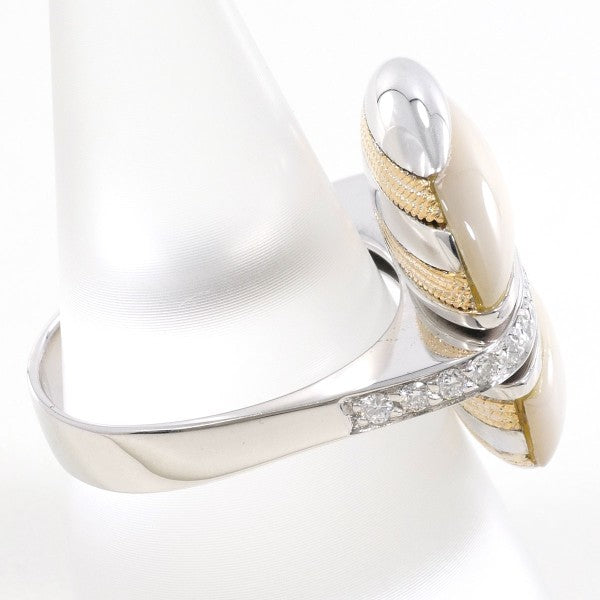 18K White Gold & Pink Gold Shell Diamond Ring for Women - Elegant & Durable Jewelry for Weddings, Anniversaries & Special Occasions