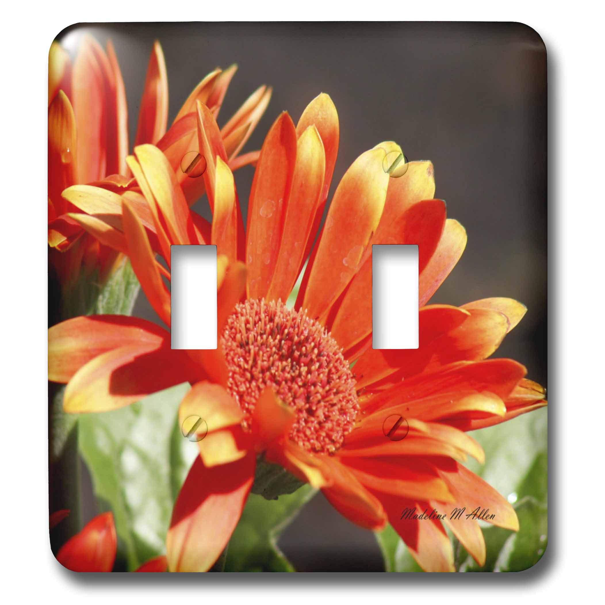 3D Orange Velvet Gerber Double Toggle Switch - Multicolor Light Switch Cover for Home, Office & Studio Decor - Unique Wall Art for Bedroom, Kitchen & Living Room
