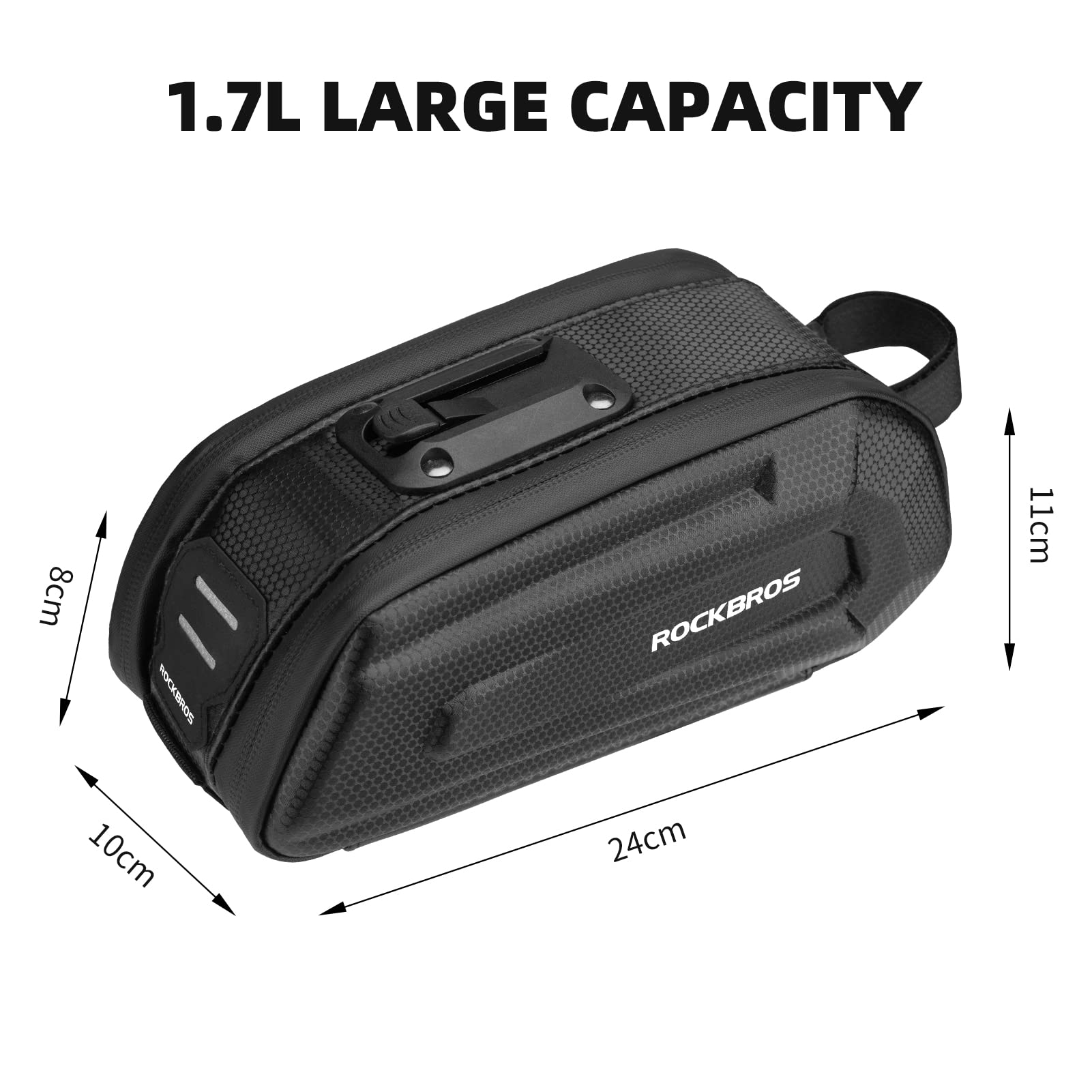 ROCKBROS 3D Hard Shell Bike Saddle Bag - Waterproof Bicycle Seat Bag with Quick Release & Reflective Strip for MTB & Road Bikes - Perfect for Cycling Commutes, Mountain Trails & Long-Distance Rides