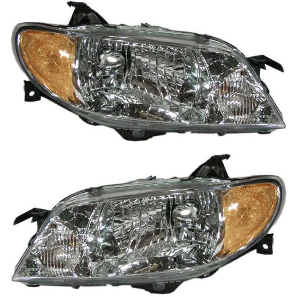 2001-2003 Mazda Protege Sedan Headlight Pair - Driver & Passenger Side with Aluminum Bezel (MA2502119, MA2503119) - Compatible with BL8D-51-OLOD/BL8D-51-OKOD | Perfect for Restoration & Night Driving
