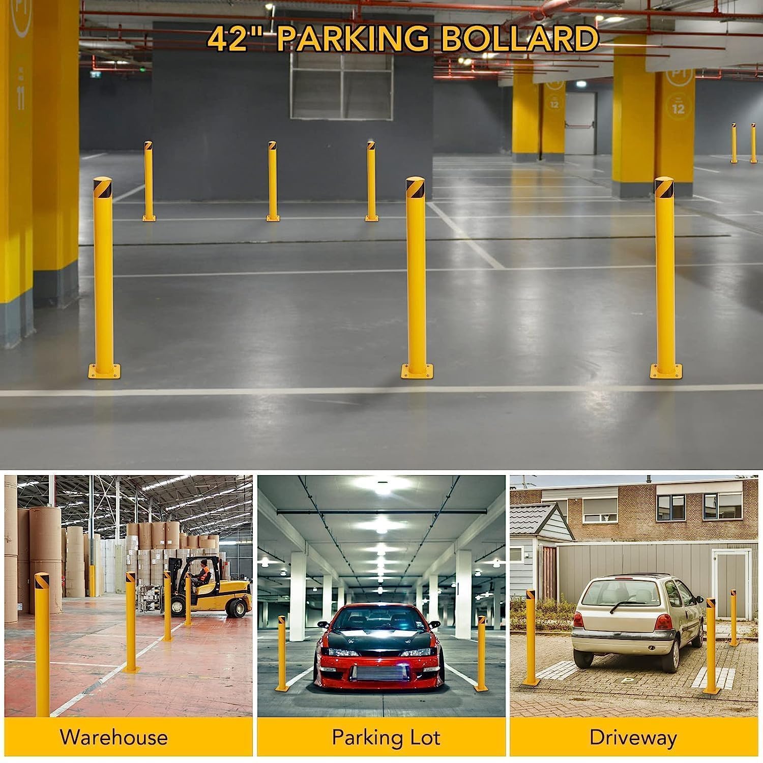 Yellow Safety Bollard 4-Pack - 42