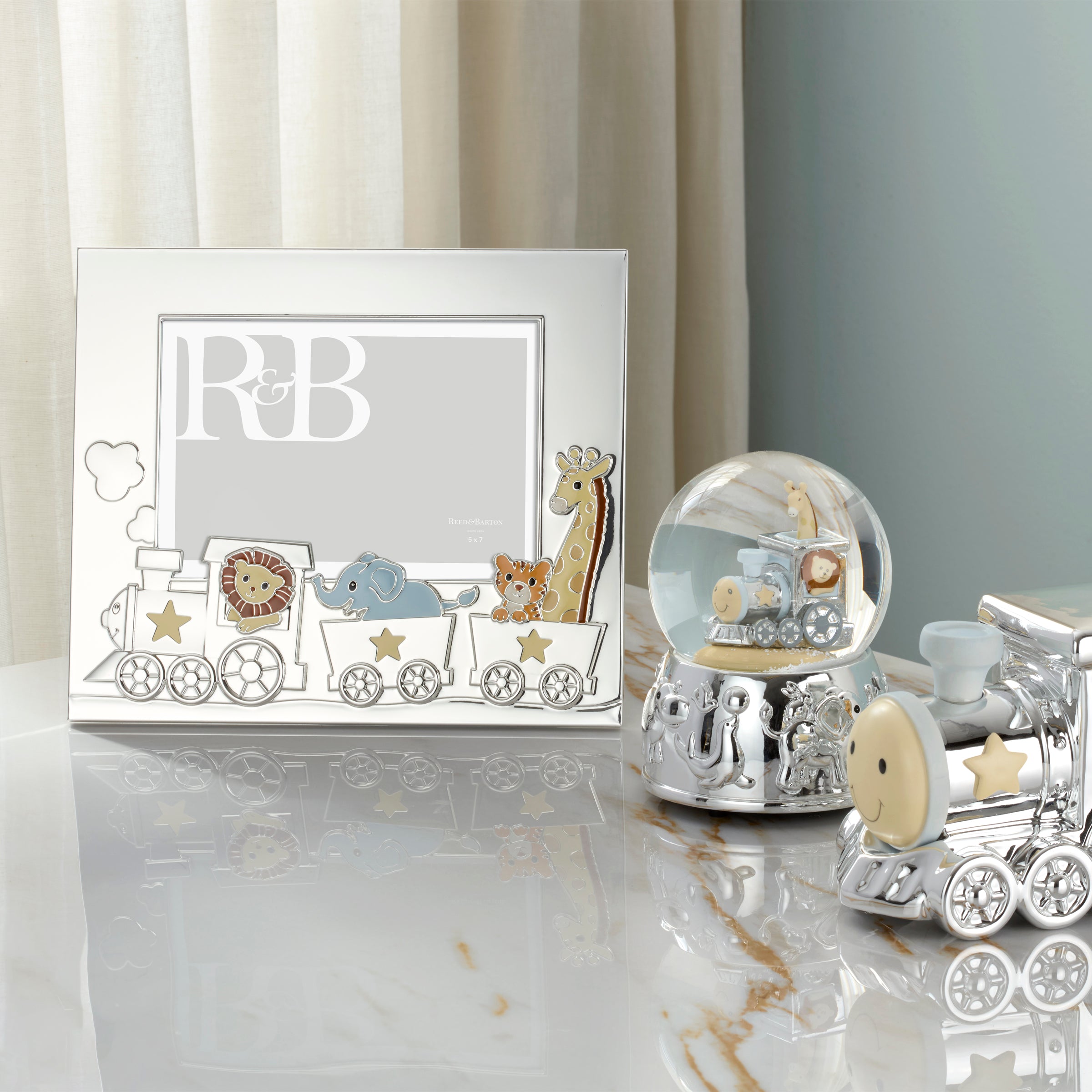 Animal Train Silverplate 5x7 Photo Frame - Perfect for Baby Showers, Nursery Decor & Kids Room Wall Art