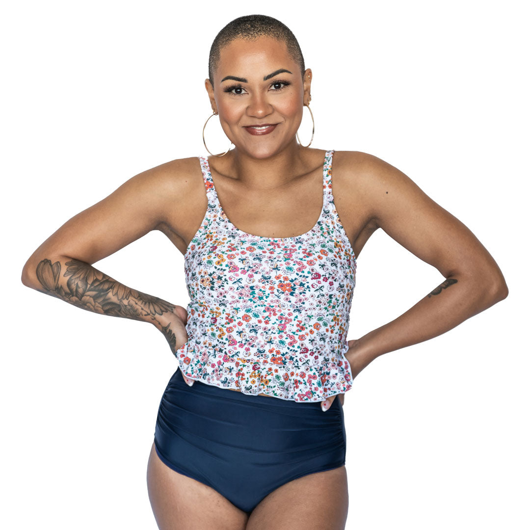 Women's Scoop Neck Peplum Tankini Top - Flattering Swimwear for Beach & Pool - Perfect for Summer Vacations and Resort Wear