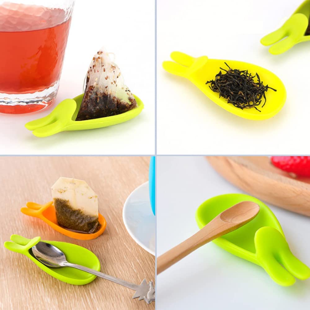 2 Pack Silicone Tea Bag Holders - Cute Animal Shaped Tea Bag Clips (Rabbit Design, Orange) for Cups & Mugs - Perfect for Tea Lovers, Office Use & Home Decor
