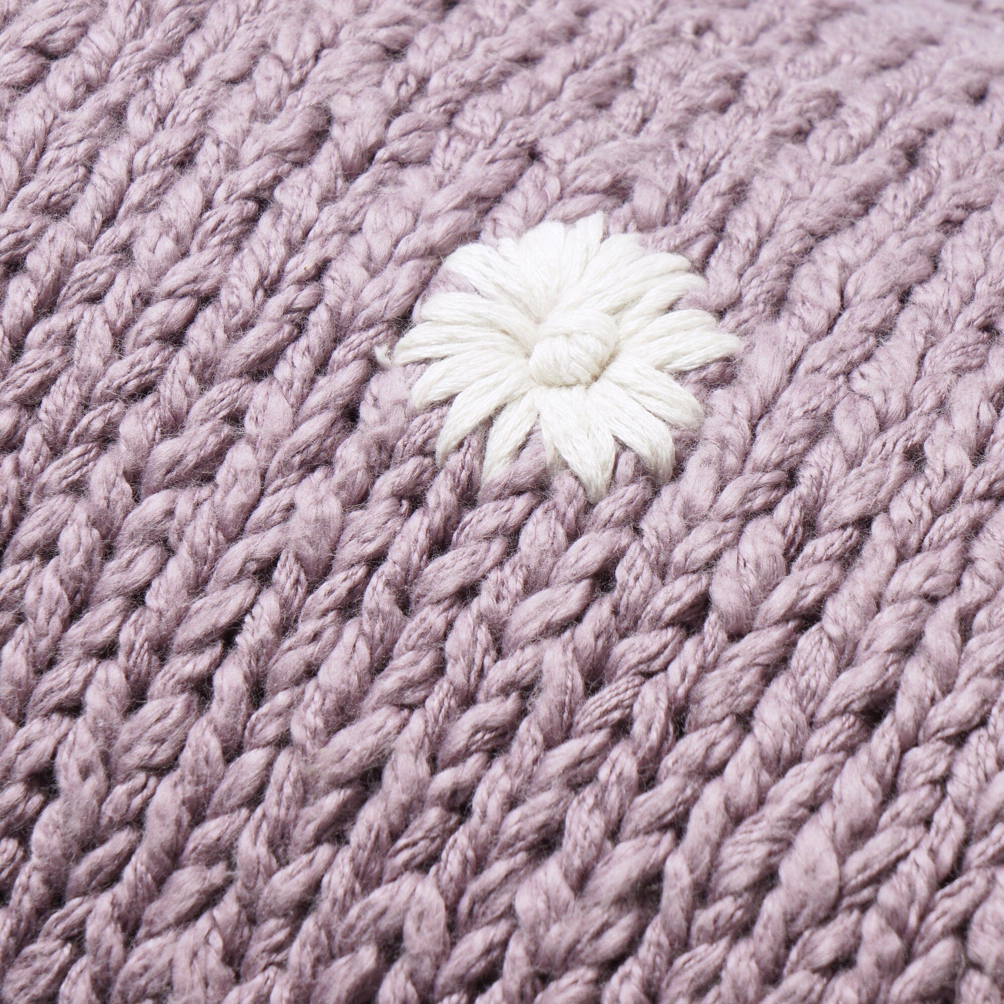 Soft Knit Flower Cushion Cover 16x10 Inches - Purple Bohemian Pillow Case for Sofa, Bed, Chair - Home Decor & Cozy Living Room Accessories