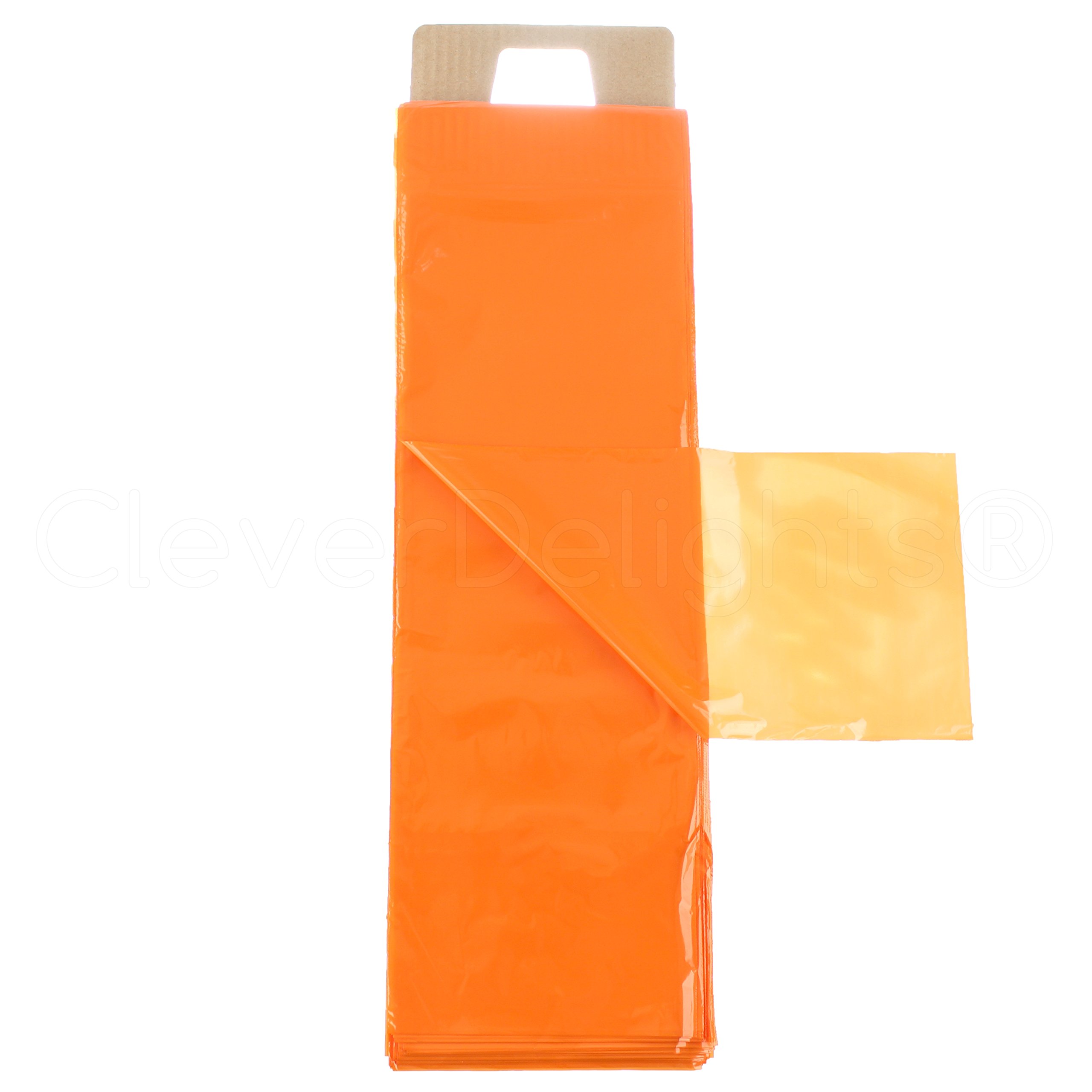 CleverDelights Orange Newspaper Bags - 6x19 Inches - 500 Pack - 0.8 Mil Flat Plastic Bags for Newspapers, Flyers & Mailers - Perfect for Delivery, Storage & Organization